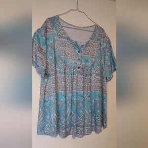 Paisley Print Sky Blue Women's Top 20 W